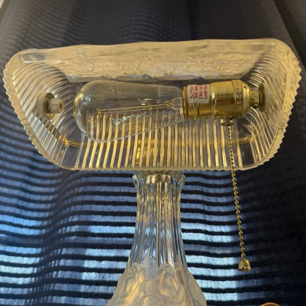 Anne Hutte Bleikristall Lead Crystal Bankers Desk Lamp - Working Rare Vintage